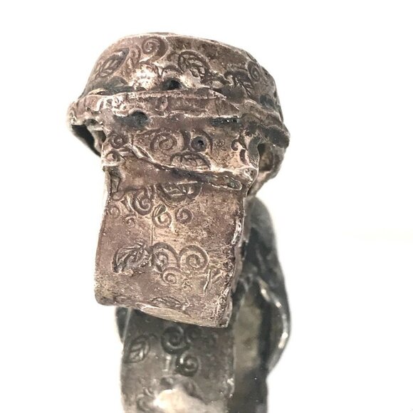 Huge Turquoise Gemstone Sterling Silver Handmade Size 8 Ring Hammered Chunky 925 - Picture 6 of 11